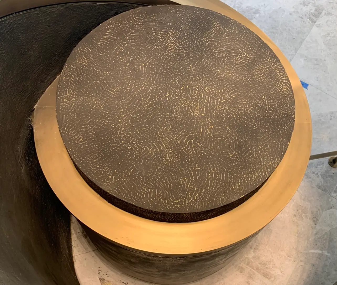 St. Regis Residences Rye — detail of a hand-textured plaster tabletop finish